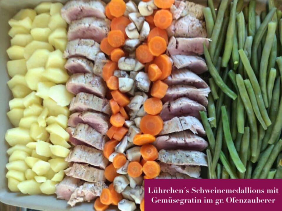 Lührchen´s Schweinemedallions mit Gemüsegratin im gr. Ofenzauberer