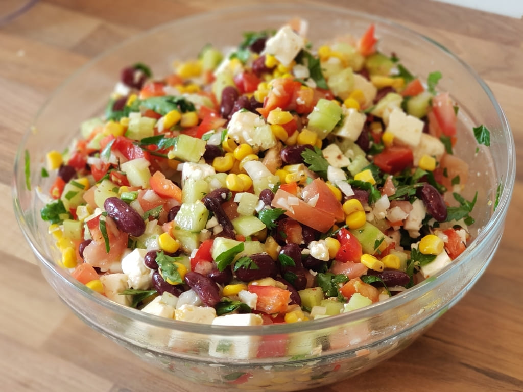 Hirtensalat in der mittleren Glasschüssel