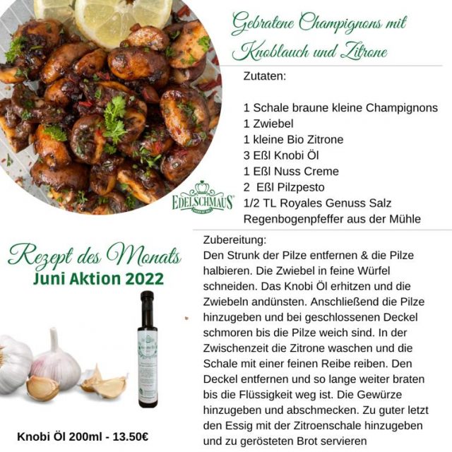 Gebratene Champignons mit Knoblauch und Zitrone