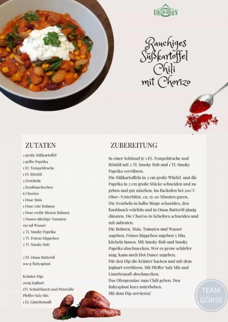Rauchiges Süßkartoffel Chili mit Chorizo