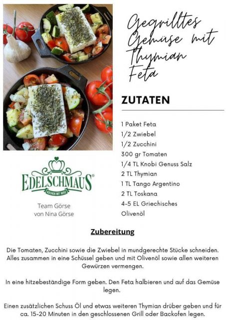 Gegrilltes Gemüse mit Thymian Feta