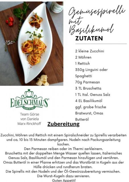 Gemüsespirelli mit Basilikumöl