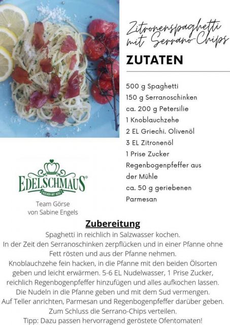 Zitronenspaghetti mit Serrani Chips