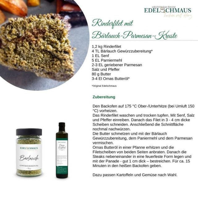 Rinderfilet mit Bärlauch Parmesan Kruste